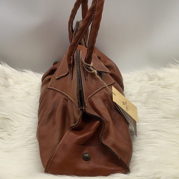 Patricia Nash Heritage Cognac Italian Leather Satchel Shoulder Bag - Picture 3 of 11